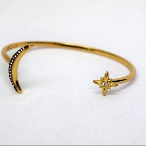 Stella & Dot celestial star crescent moon open gold bracelet - Picture 1 of 7